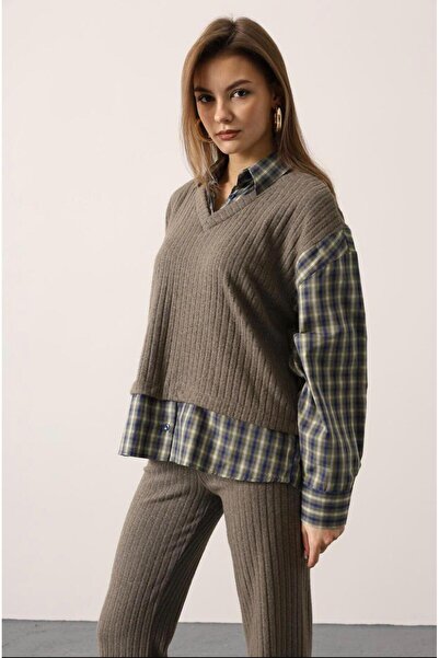 Opera Knitwear Shirt Detailed Two-Piece Set