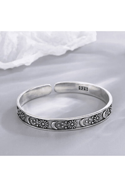 CRM Retro Moon & Star Bracelet, CRM, Semi-Adjustable, Open, Silver