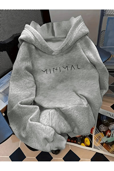 ALEYZA MODA هودي بتصميم شعار "مينيمالي" مع جيوب