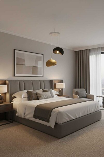 Storizaa Siyah & Bronz Renk Çiftli Modern Sarkıt Avize 3d Tasarım İki Renkli ...