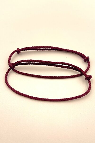 Concept HuBuTU 2 Pieces Unisex Minimal Burgundy Twisted Rope Bracelet Set
