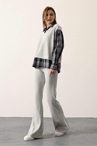 Opera Knitwear Shirt Detailed Two-Piece Set
