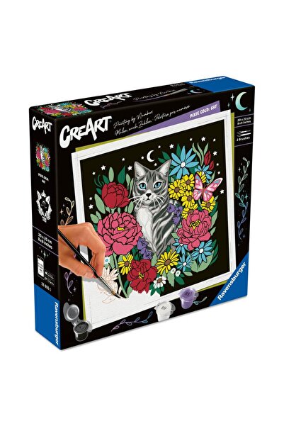 RAVENSBURGER CreArt Pictură pe numere pentru adulți - Pixie Cold Cat (20x20 cm)