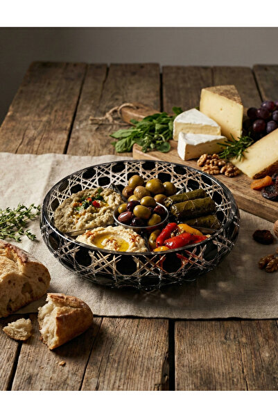 AKDEN STORE Cutting Decor Handcrafted 28cm Velin Footless Presentation Bowl