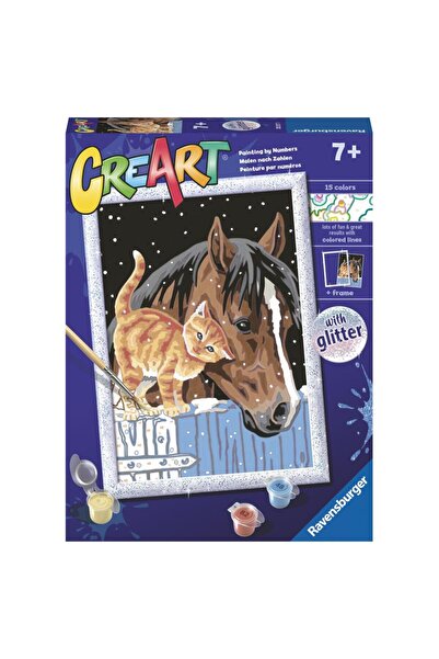 RAVENSBURGER CreArt Paint-by-Numbers for Kids with Glitter - Kitten and Horse