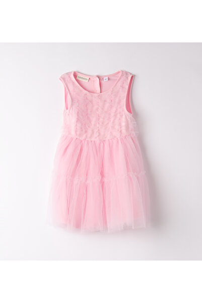 Sarabanda Rochie fără mâneci cu aplicații din tul, roz pal, 116 cm