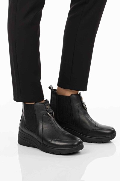 AYAKMOD Cizme anatomice pentru femei din piele naturală neagră, cu interior d...