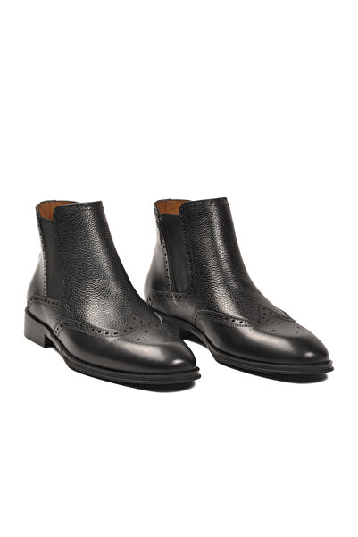 AYAKMOD Black Inside and Outside Genuine Leather Zippered Men's Boots 3470 m