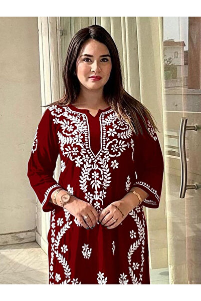 MYSMAR Maroon Rayon Viscose Top Pant - PMM14666 | Maroon