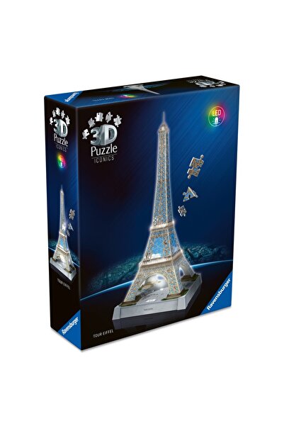 RAVENSBURGER Puzzle 3D emblematic Turnul Eiffel cu LED, 216 piese, miniatură ...