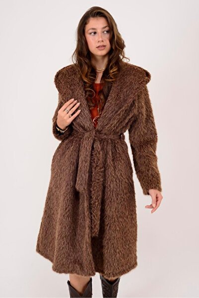 Park Moda 8290 Belt Detail Hooded Coat