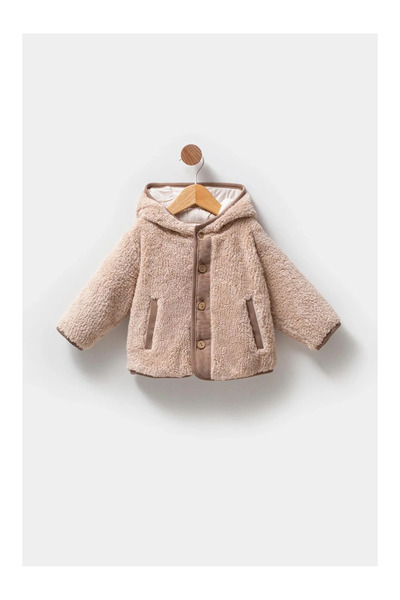 MY LORİN KİDS STORE Teddy Astarlı Kapüşonlu Ceket bej