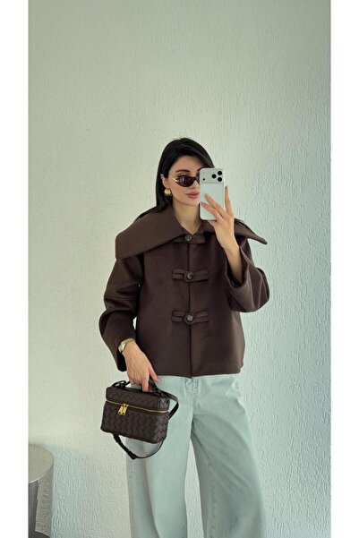 HAZELANNA سترة بني قصير