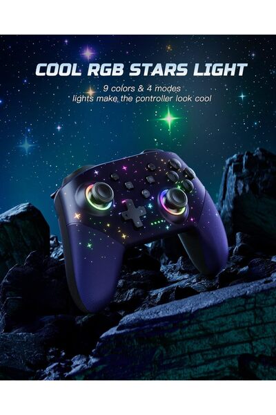 VOYEE Switch Wireless Pro Controller (RGB, Programmable, Vibration, Turbo, 1000mAh)