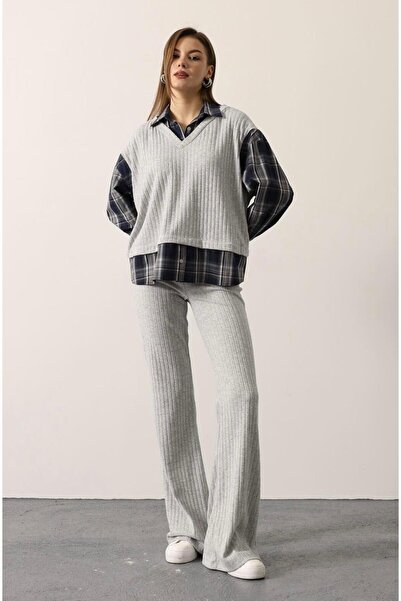 Opera Knitwear Shirt Detailed Two-Piece Set