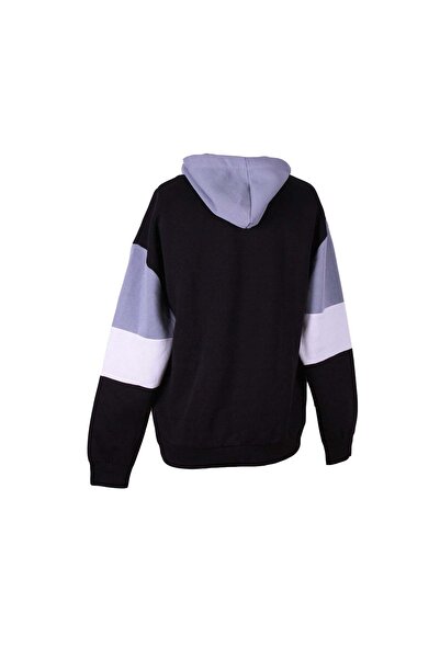 trender Üç İp Ş Fleece-Lined Crew Neck Patchwork Black Men's Sweatshirt 5298