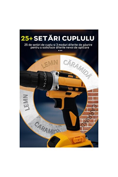 Brivoo® Brivoo 36V Cordless Drill/Driver, 2x2Ah Batteries, 30 Accessories, 1700 RPM, 30 Nm