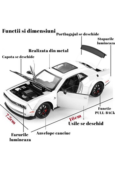 OEM Dodge Sport Metal Car with Steam, Lights, Sounds, Moving Doors, White