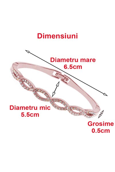 OptimStar Women's bracelet with crystals, elegant casual classic design, Rose gold-Pink,