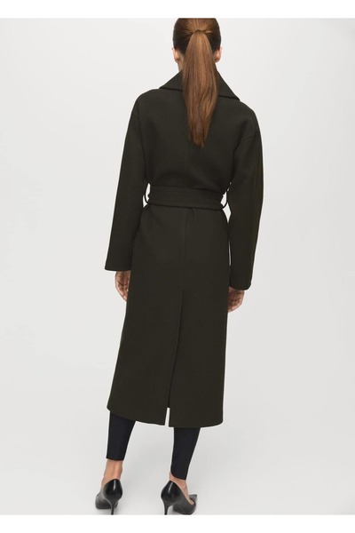 MANGO Woman Kemerli Manteco yünlü palto