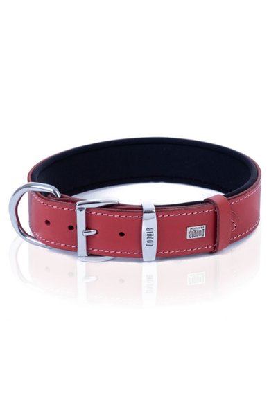 Doggie Comfort Leather Paw Patterned Dog Collar Red-Large-4X57-65 cm