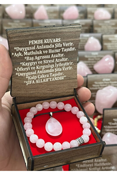 SultanofAura Doğal Pembe Kuvars Bileklik & Kolye hediyeli – Taşı-Şifa ve Mutl...