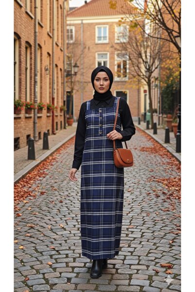 hanımeli Ekose Desen Jile Elbise