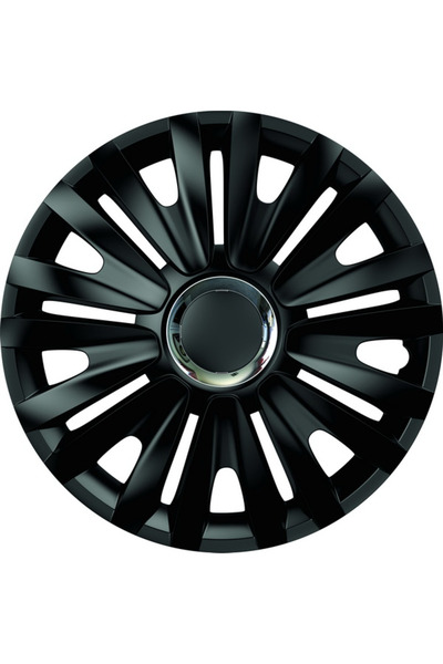 Mega Drive Wheel Cover Set 15` Black With Royal Chrome Ring