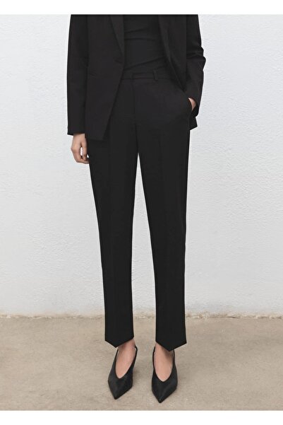 MANGO Woman Düz kesim kumaş pantolon