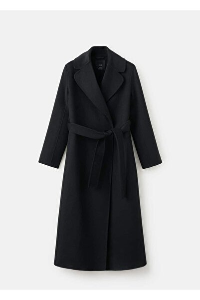 MANGO Woman El yapımı yün kemerli palto