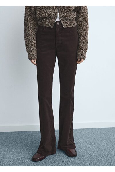 MANGO Woman Kadife flare jean pantolon