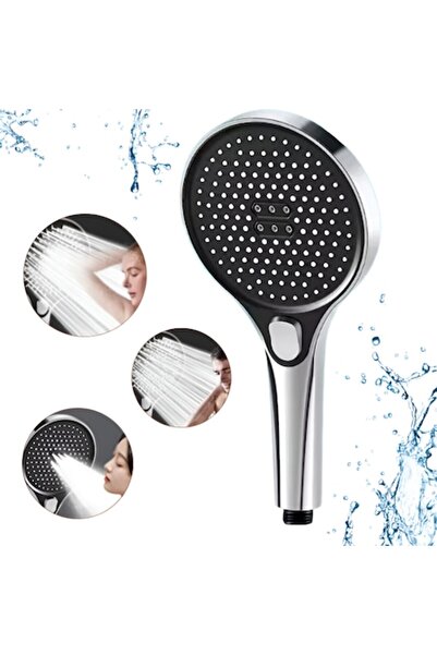 Juls Pressurized Handheld Shower Head — 3 Functions, 13 cm, Adjustable Jet, T...