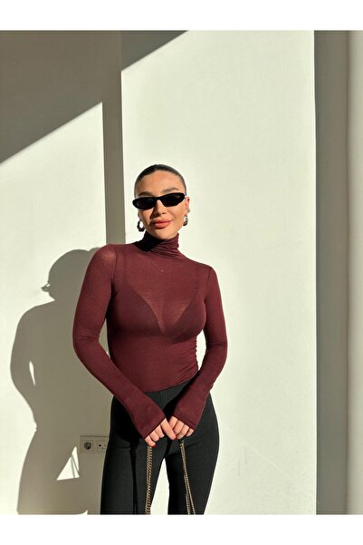 manana fashion Turtleneck Transparent Blouse