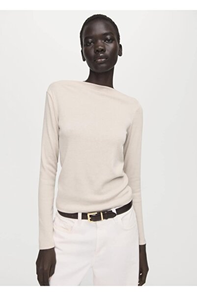 MANGO Woman Uzun kollu kayık yaka tişört