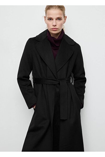 MANGO Woman El yapımı yün kemerli palto