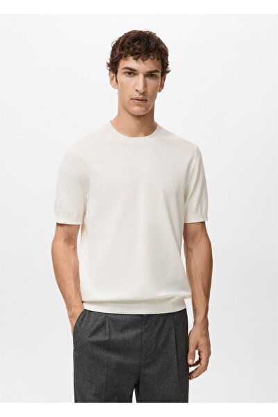 MANGO Man Pamuklu ince dokuma tişört