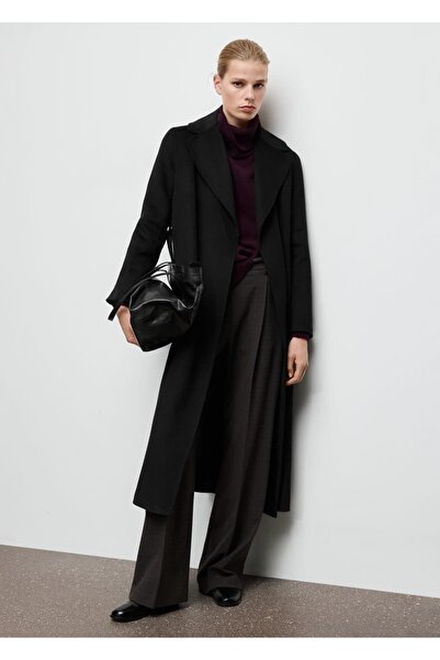 MANGO Woman El yapımı yün kemerli palto