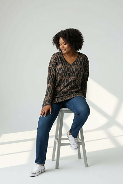 BİLGENS BUTİK Women's Plus Size Winter Relaxed Fit Blouse