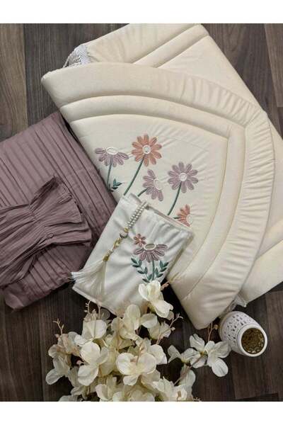 Gerenic طقم سجادة صلاة مع غطاء ومسبحة ومبخرة للنساء