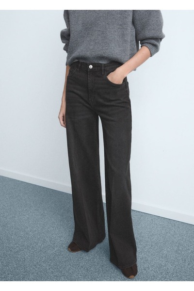 MANGO Woman Yüksek bel wide leg jean pantolon
