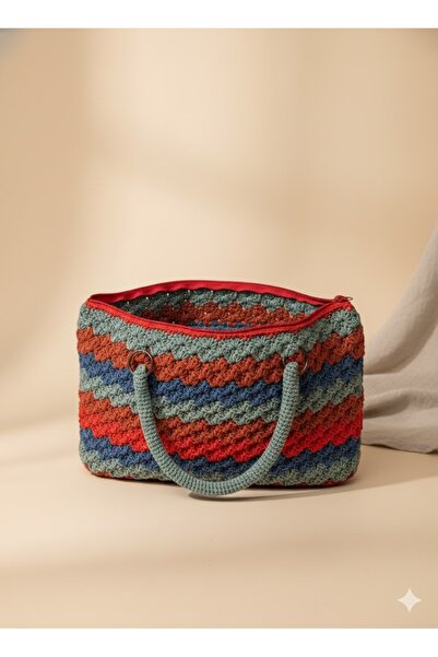 EFLİNS Bag Colorful Hand Knitted Macrame