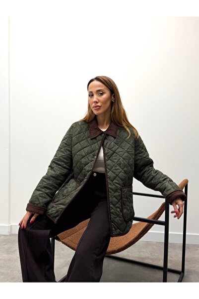 Lady Pixie Velvet Collar Quilted Coat