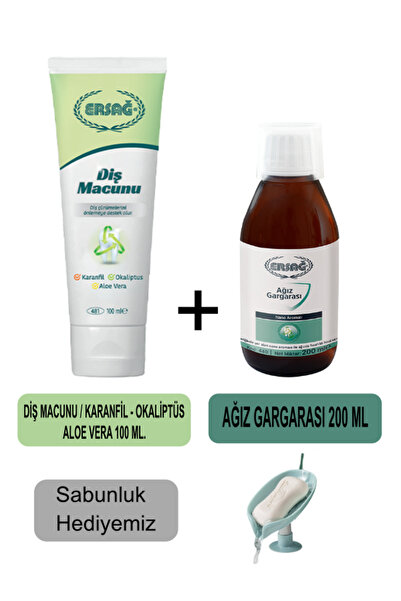 Ersağ Toothpaste (Clove, Eucalyptus, Aloe Vera) 100ml - Mouthwash 200ml + Soa...