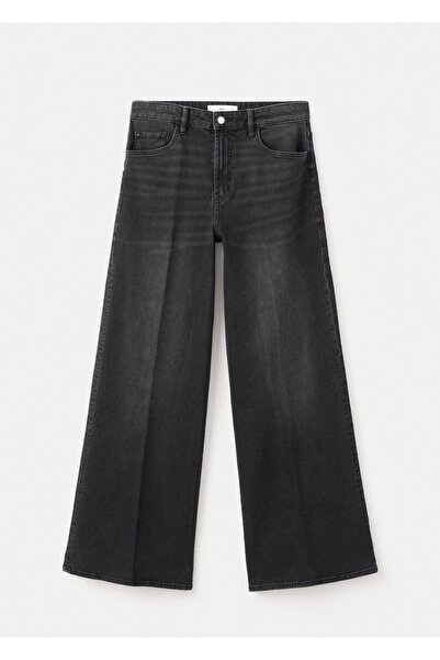 MANGO Woman Yüksek bel wide leg jean pantolon