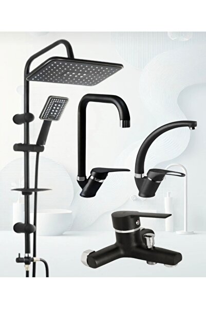 ESKAHOME ESKA Siyah Robot Tepe Yağmurlama Banyo-mutfak-lavabo Bataryası Muslu...