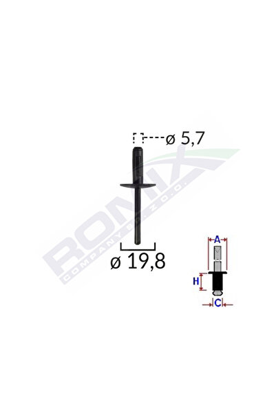 ROMİX Popnit Plastic Universal 5.7X19.8MM - Negru Set 10 Bucăți