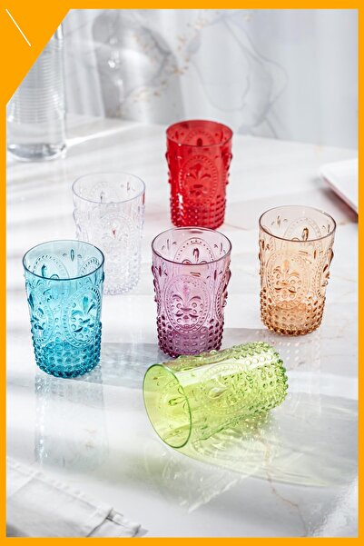 Genel Markalar Kırılmaz Renkli Akrilik Su ve Meşrubat Bardağı 6'lı Set, Kahve...