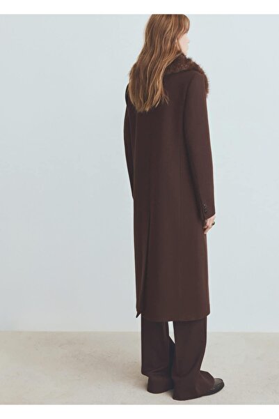 MANGO Woman Kürk yaka yün palto