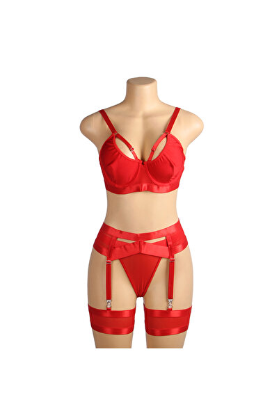 Lingerie and Fashion Style Bondage Garter Belt Bra Set