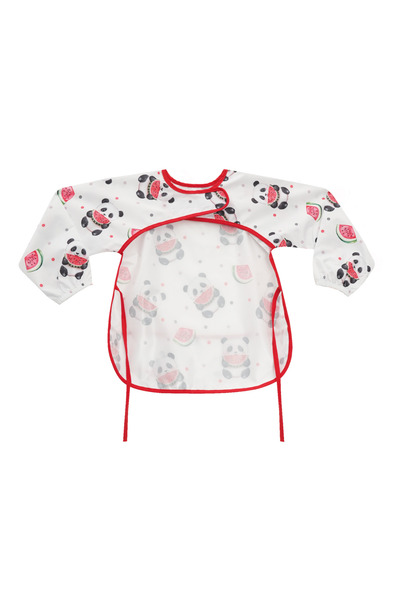 tinyfeed Liquid-Proof Sleeves Food and Activity Bib for 2-4 Year Olds Panda